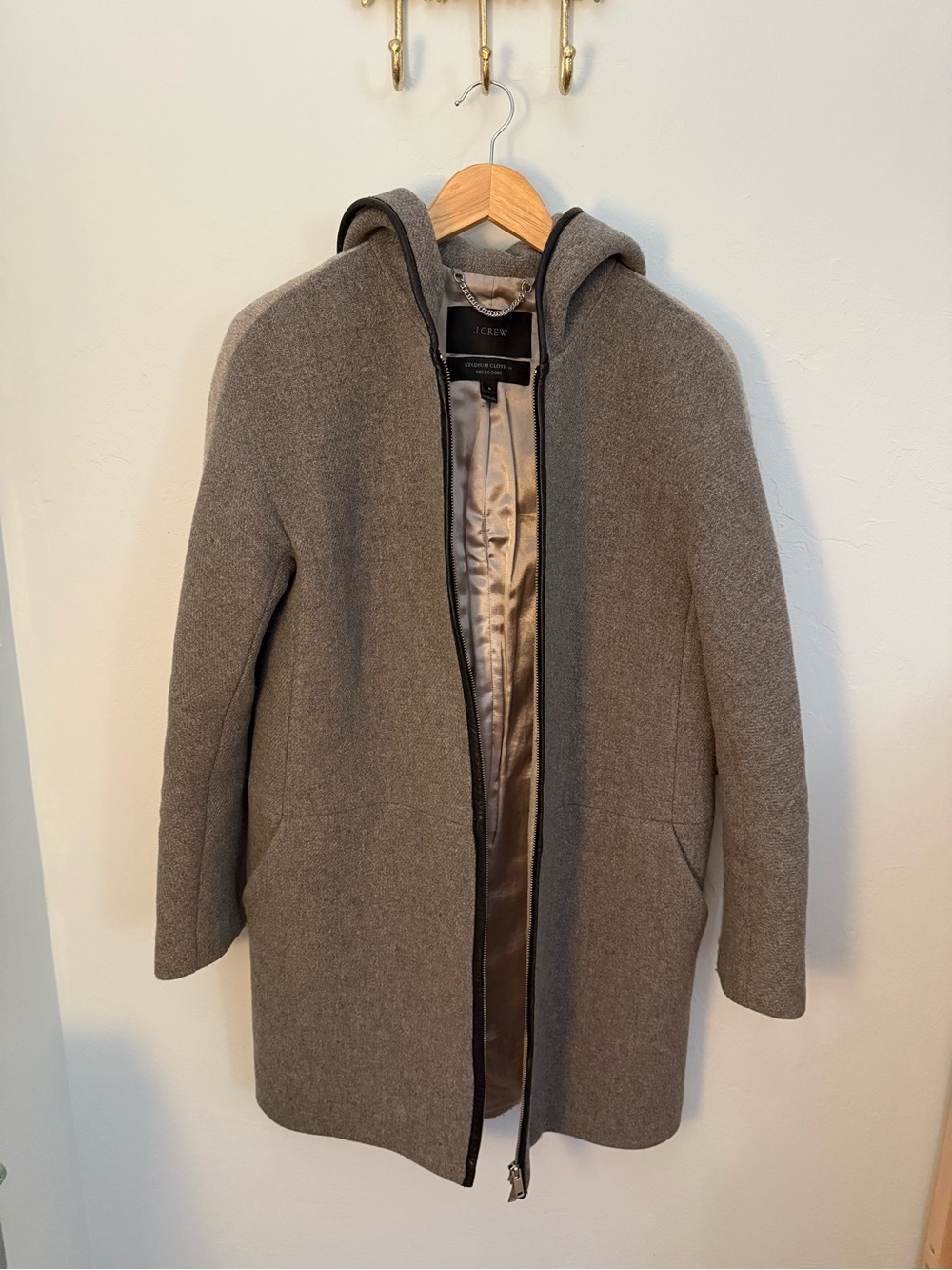 J. Crew Hooded Coat in Two-Tone Heather Gray